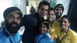 Sonu Sood with the Malaysian Bhangra Dhol Drummers