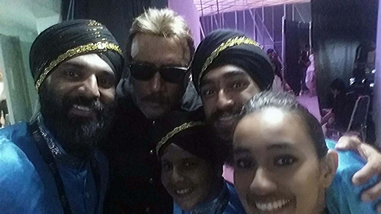Jackie Shroff with the Bhangra Dhol drummers of Malaysia